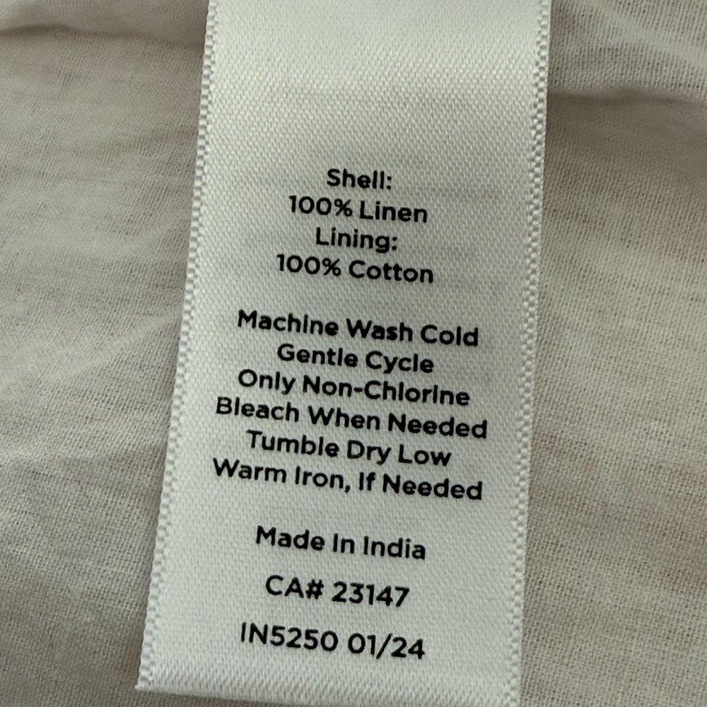 Striped Tan and White Linen Caftan, lined in cotton - Picture 7 of 10